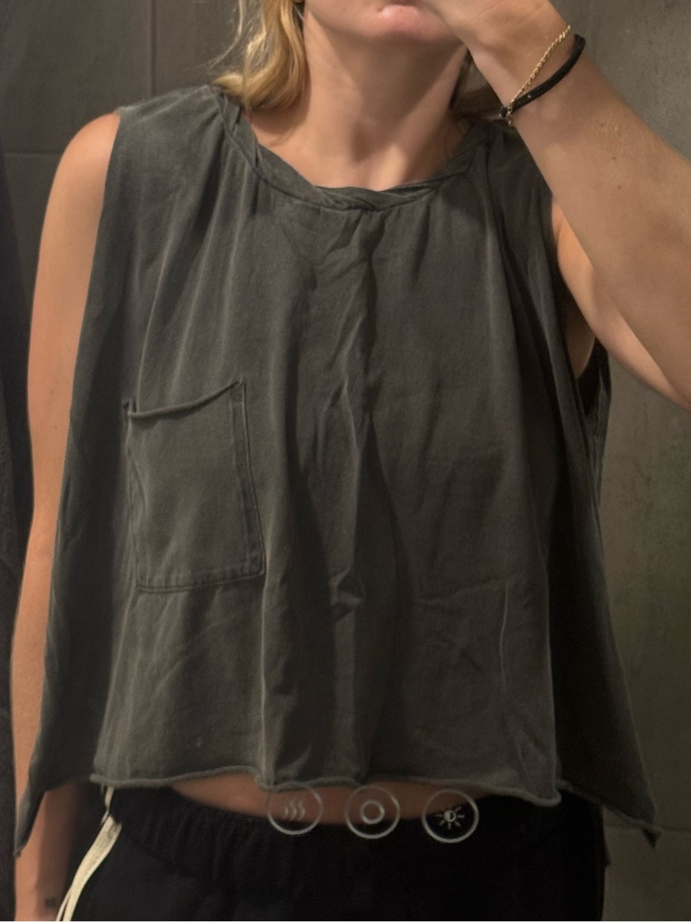 NSF Washed Grey Boxy Cropped Tank